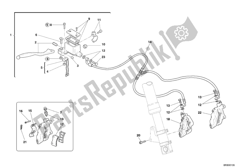 All parts for the Front Brake System of the Ducati Supersport 800 SS USA 2006